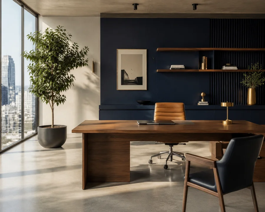 A modern, minimalist workspace at Stackmoor Group